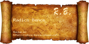Radics Bence névjegykártya